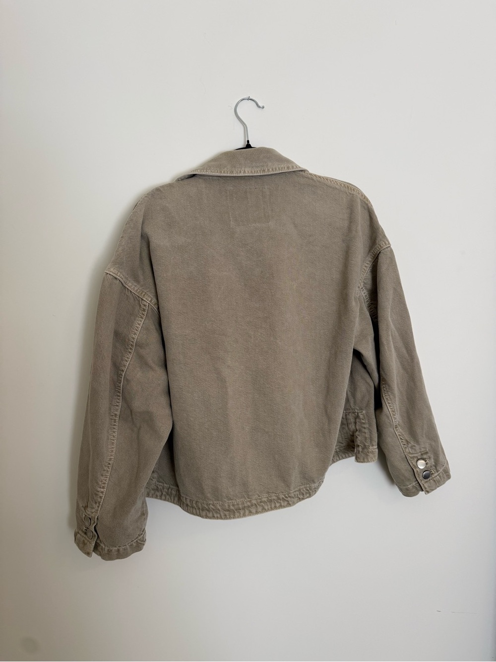 ZARA, Taupe Cropped Jean Jacket, Small - Picture 3 of 7